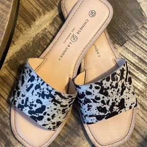 Faux Cowhide Sandals